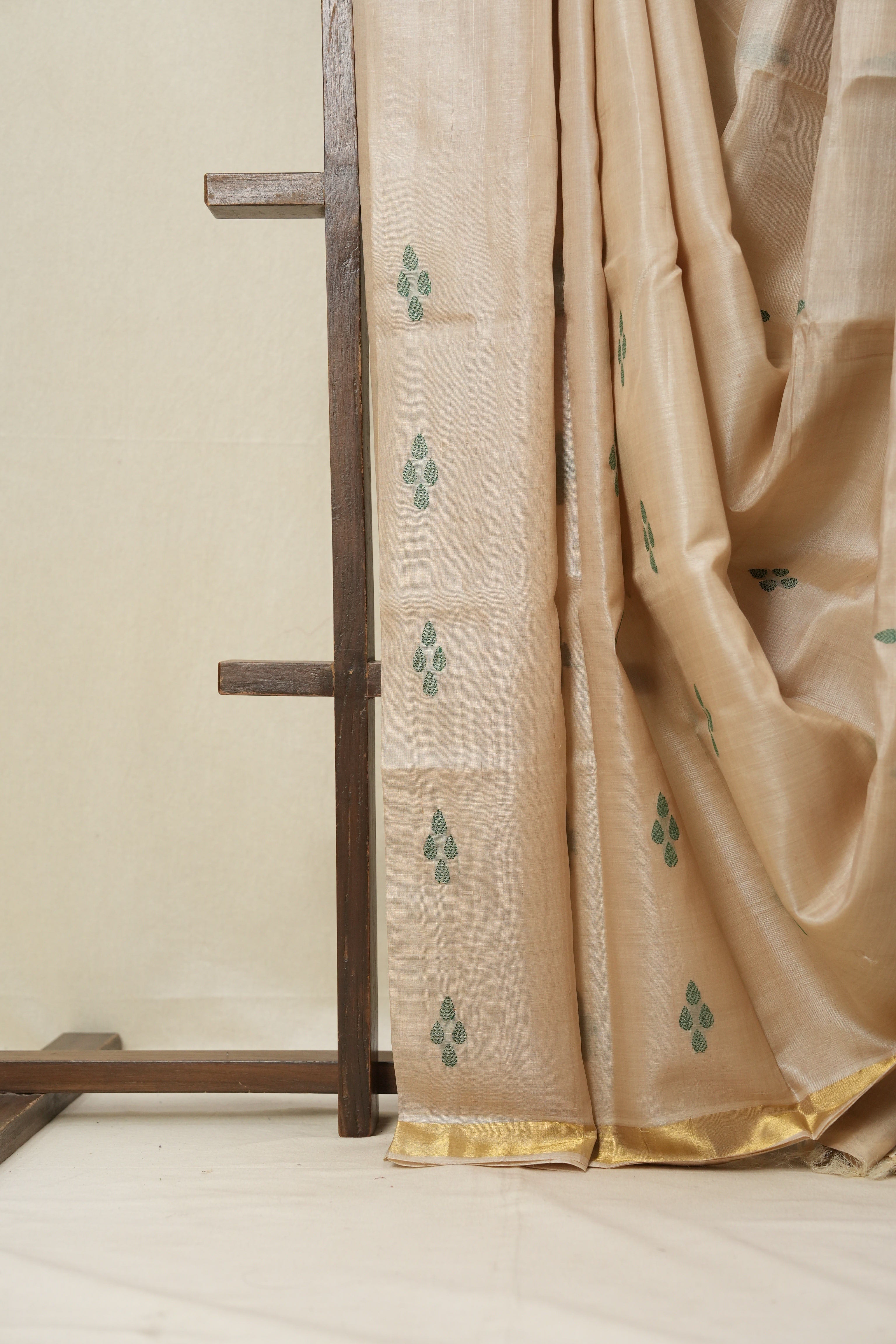 Beige Tussar Silk Saree - SRBTSS1534