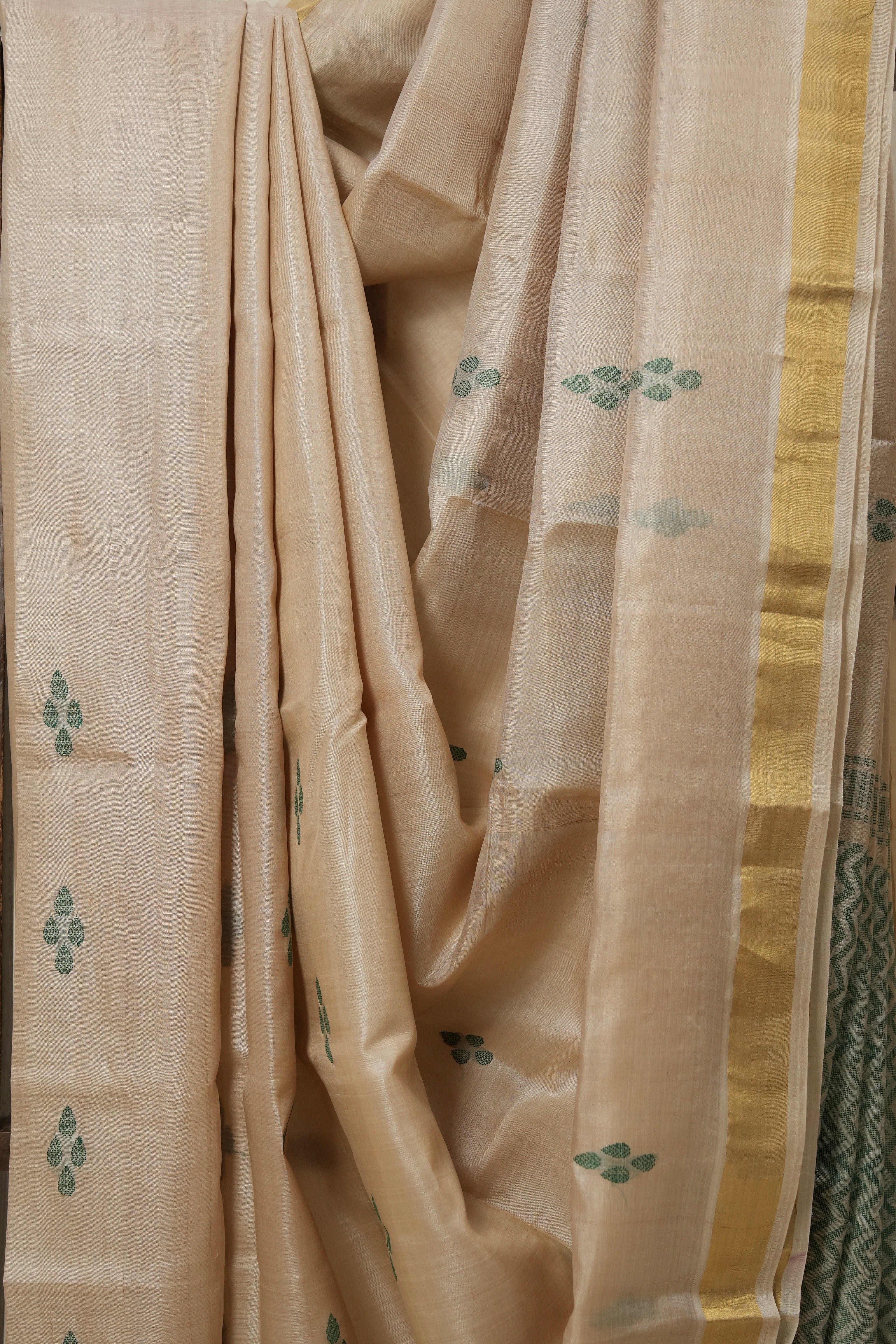 Beige Tussar Silk Saree - SRBTSS1534
