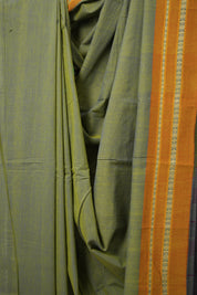 Olive Green Cotton Ilkal Saree  - SROGCIS676