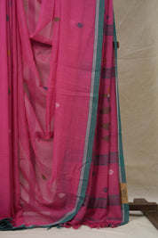 Pink Mul Bengal Cotton Jamdani Saree - SRPMBCJS212