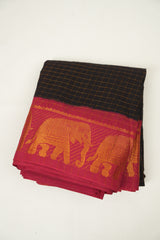 Brown Sungudi Cotton Saree - SRBSCS123