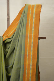 Olive Green Cotton Ilkal Saree  - SROGCIS676
