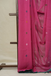Pink Mul Bengal Cotton Jamdani Saree - SRPMBCJS212