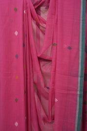 Pink Mul Bengal Cotton Jamdani Saree - SRPMBCJS212