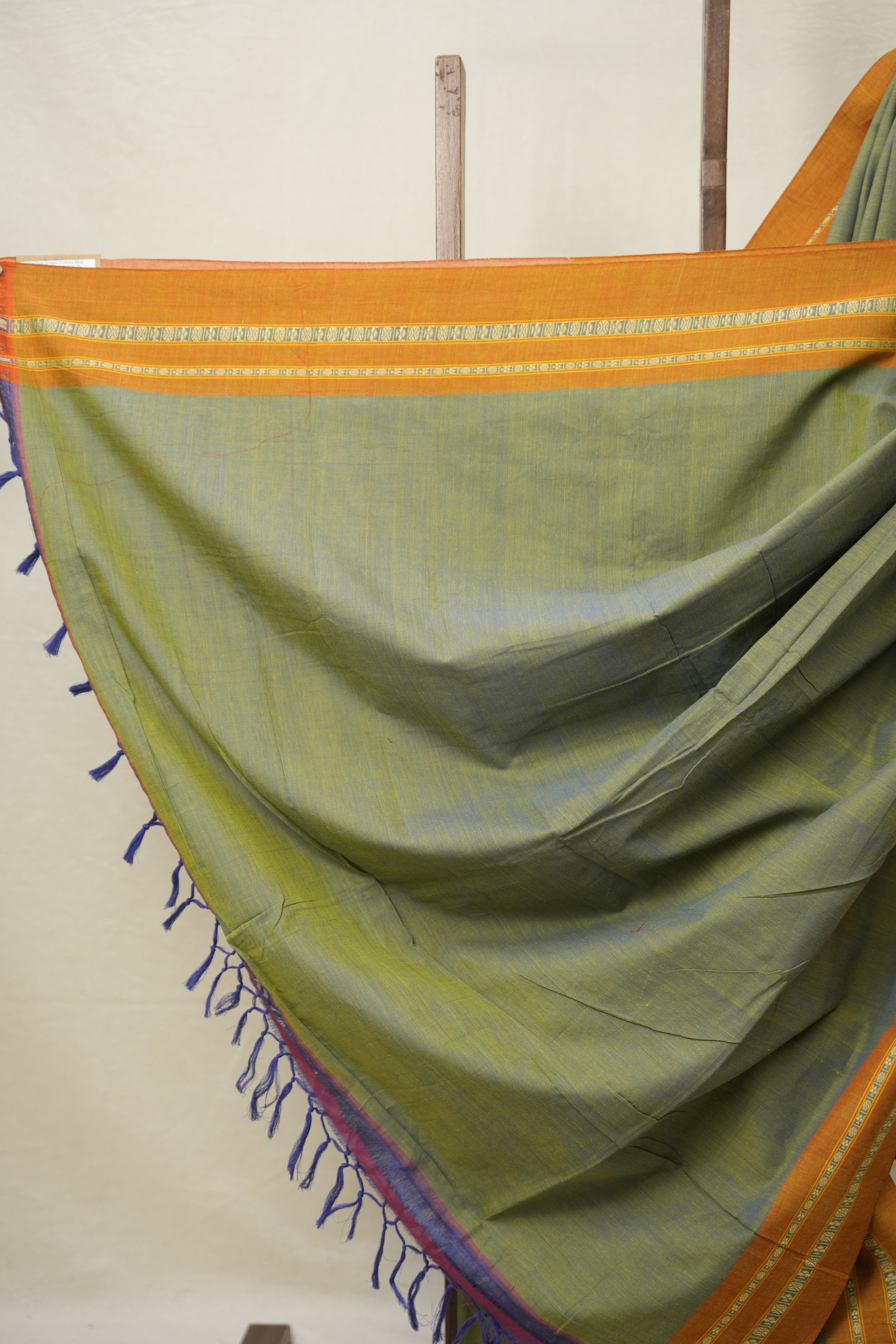 Olive Green Cotton Ilkal Saree  - SROGCIS676