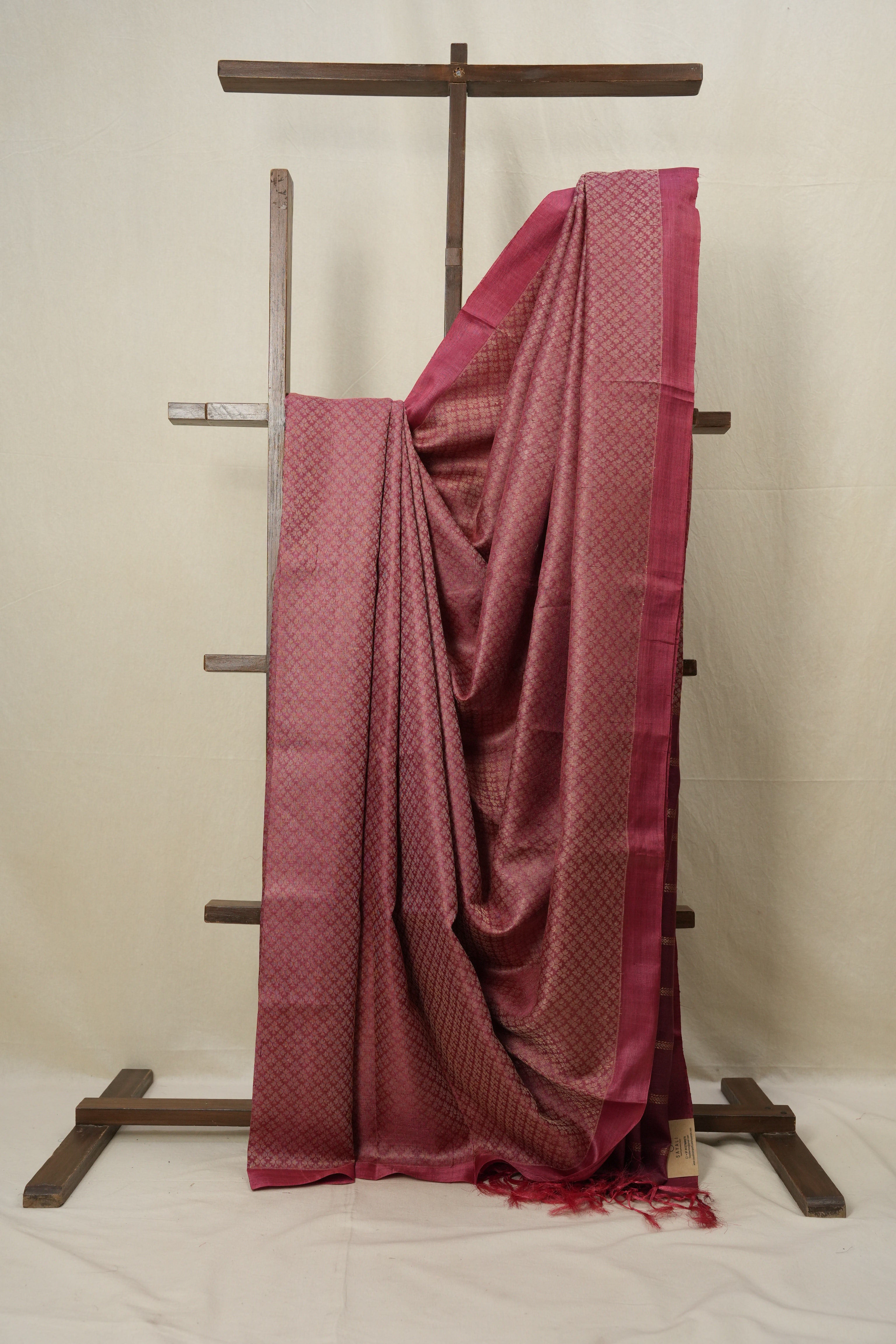Dark Pink Tussar Silk Saree - SRDPTSS1538
