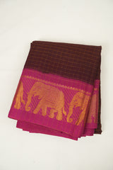 Burgundy Sungudi Cotton Saree - SRBSCS127
