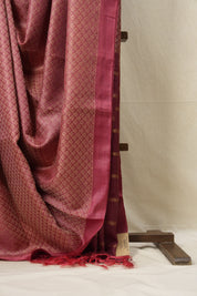 Dark Pink Tussar Silk Saree - SRDPTSS1538