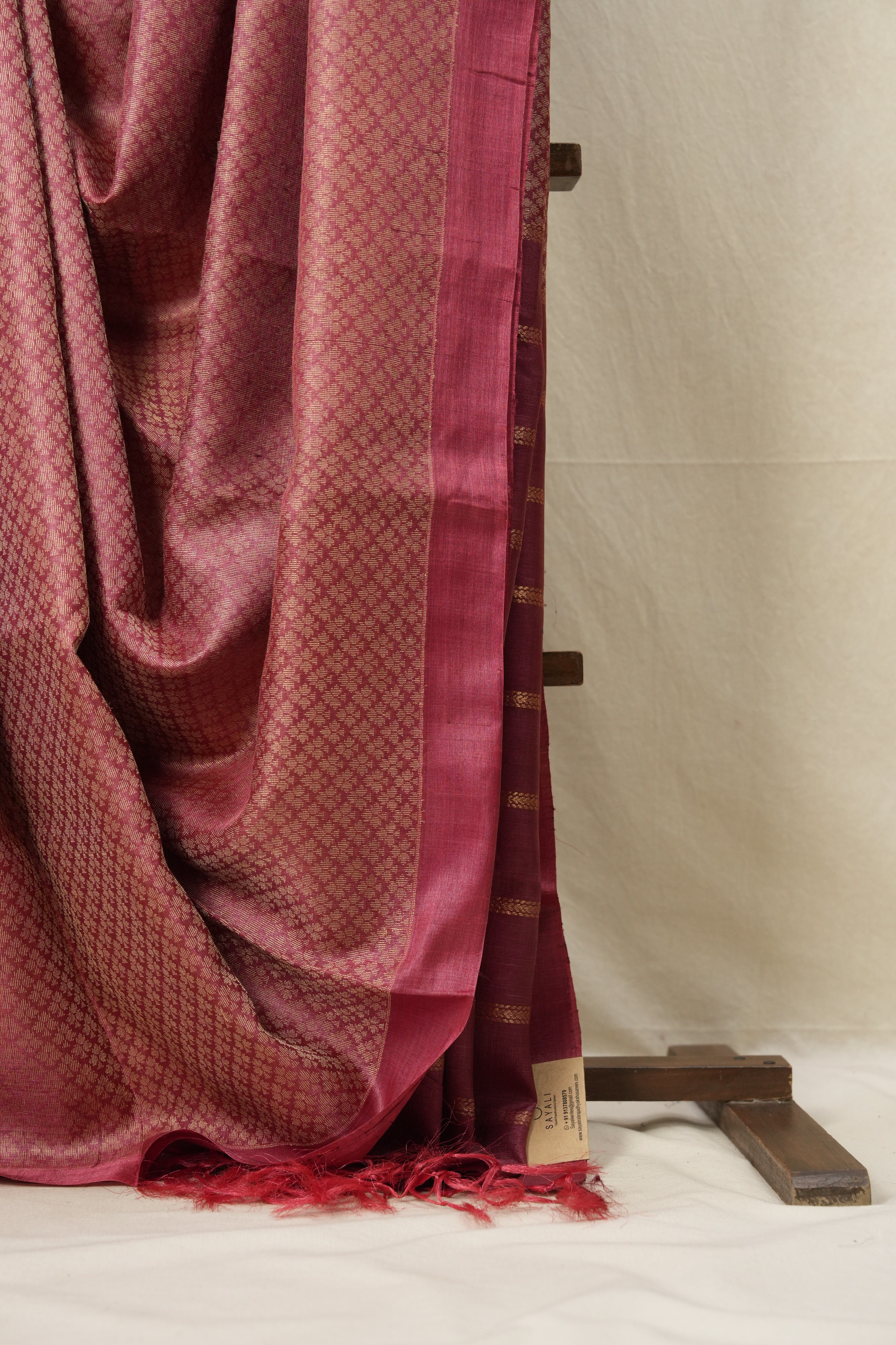 Dark Pink Tussar Silk Saree - SRDPTSS1538