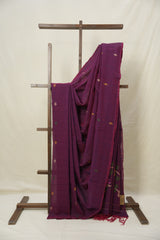 Two Tone Magenta Mul Bengal Cotton Jamdani Saree - SRTTMMBCJS213