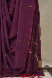 Two Tone Magenta Mul Bengal Cotton Jamdani Saree - SRTTMMBCJS213