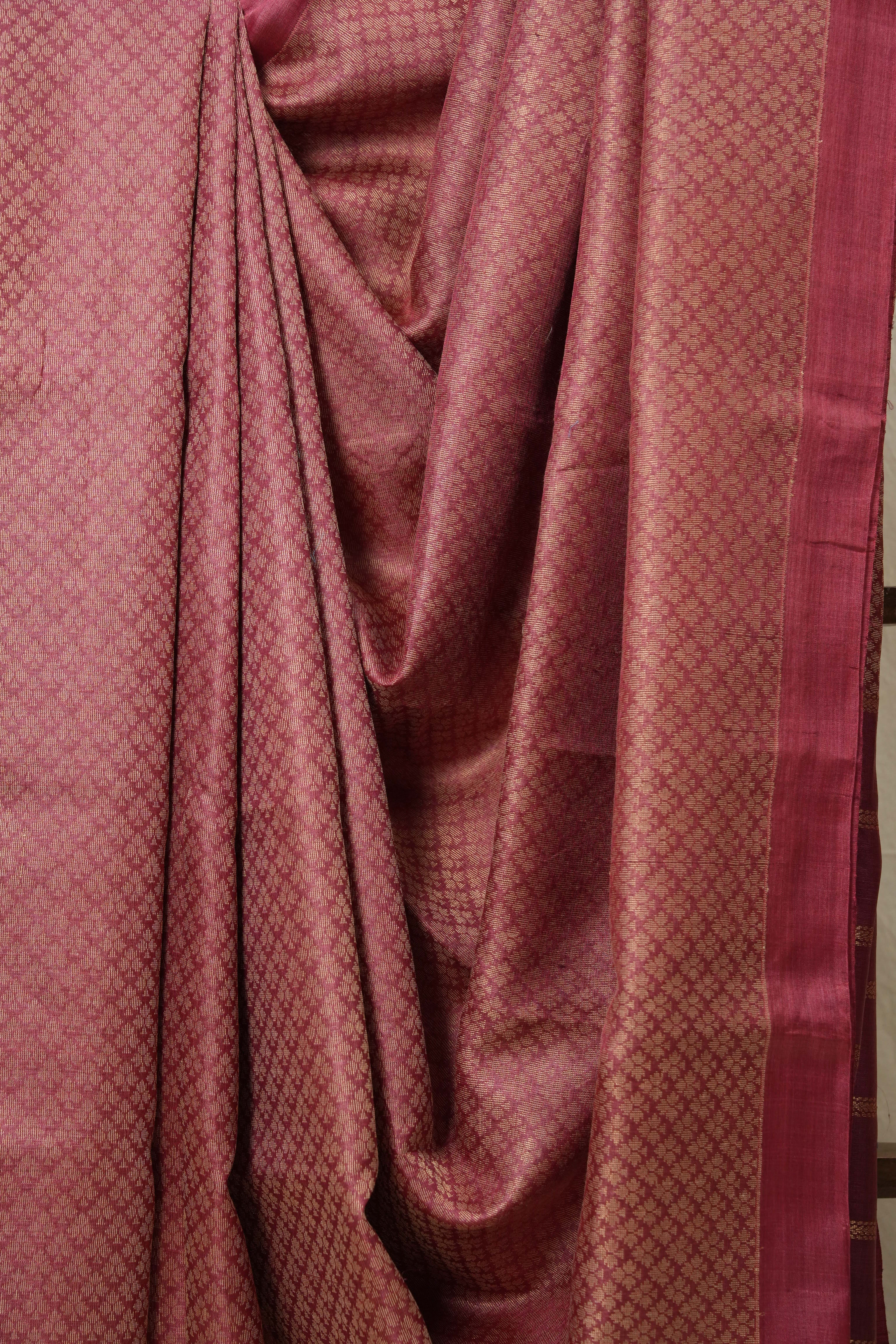 Dark Pink Tussar Silk Saree - SRDPTSS1538