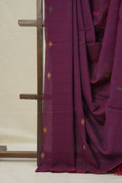 Two Tone Magenta Mul Bengal Cotton Jamdani Saree - SRTTMMBCJS213