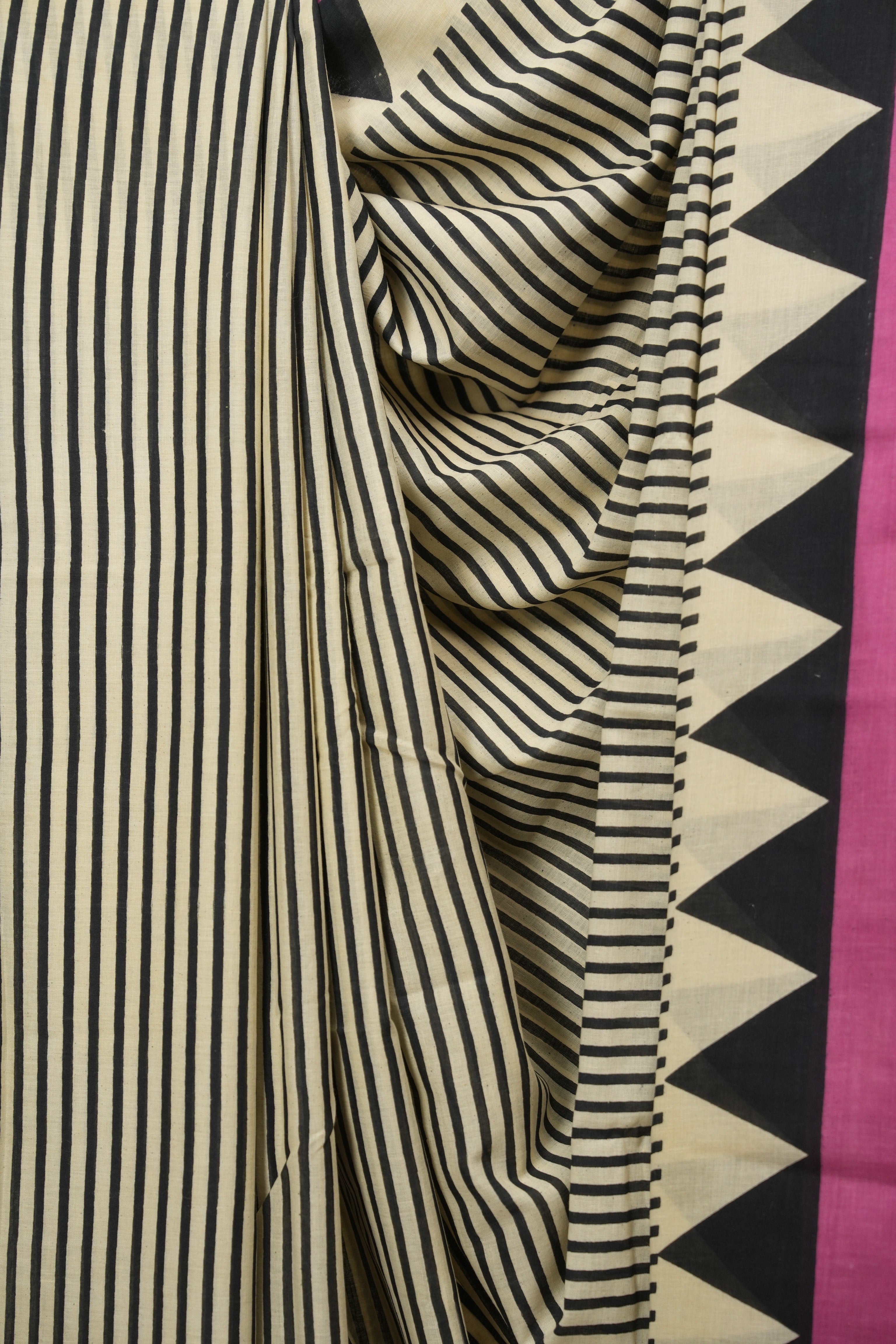 Cream HBP Cotton Saree - SRCCS3777