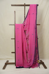 Pink Mul Bengal Cotton Jamdani Saree - SRPMBCJS214