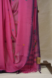 Pink Mul Bengal Cotton Jamdani Saree - SRPMBCJS214