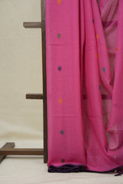 Pink Mul Bengal Cotton Jamdani Saree - SRPMBCJS214