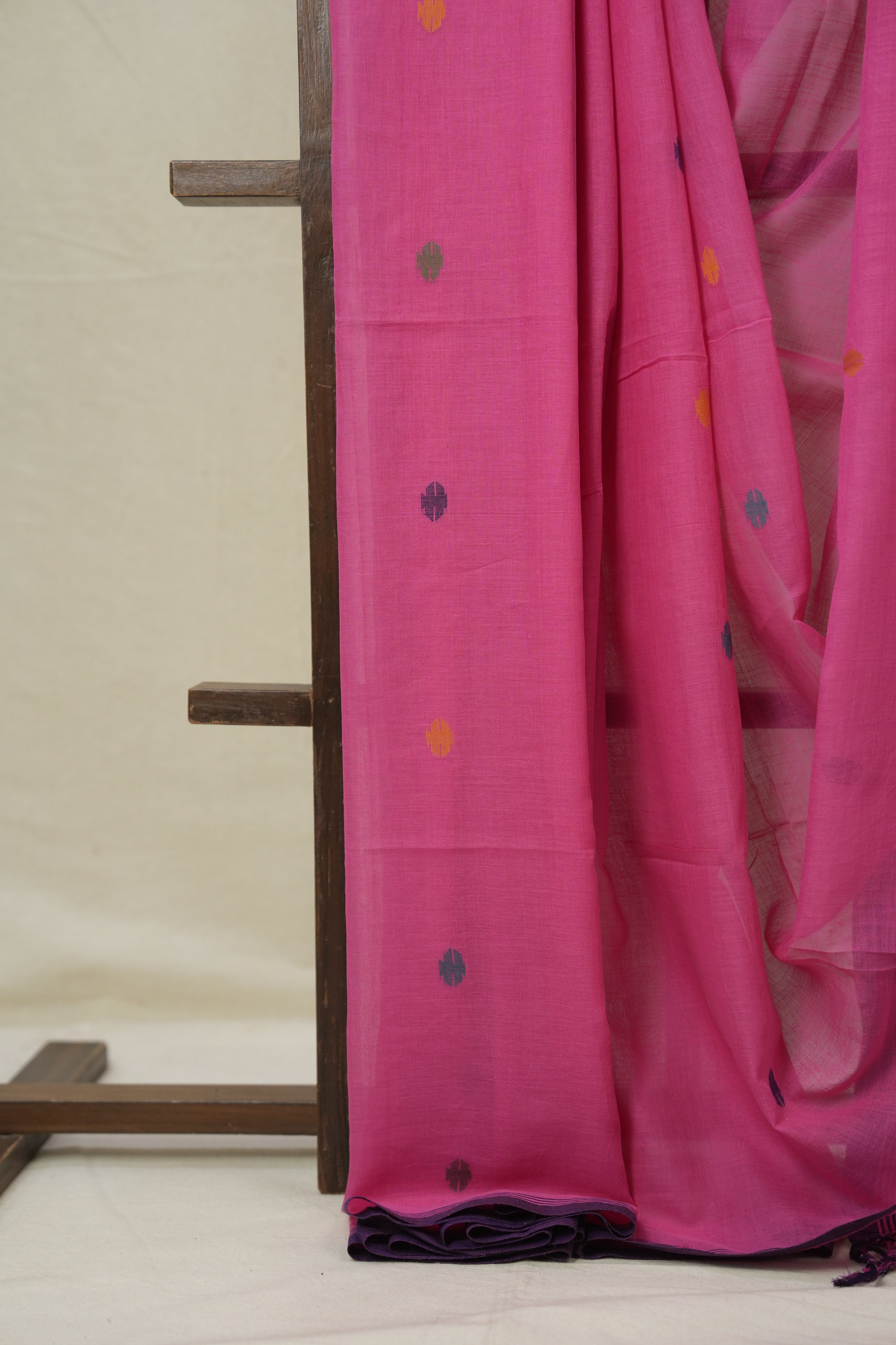 Pink Mul Bengal Cotton Jamdani Saree - SRPMBCJS214
