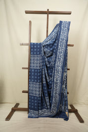 Indigo HBP Cotton Saree - SRICS3784