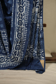 Indigo HBP Cotton Saree - SRICS3784