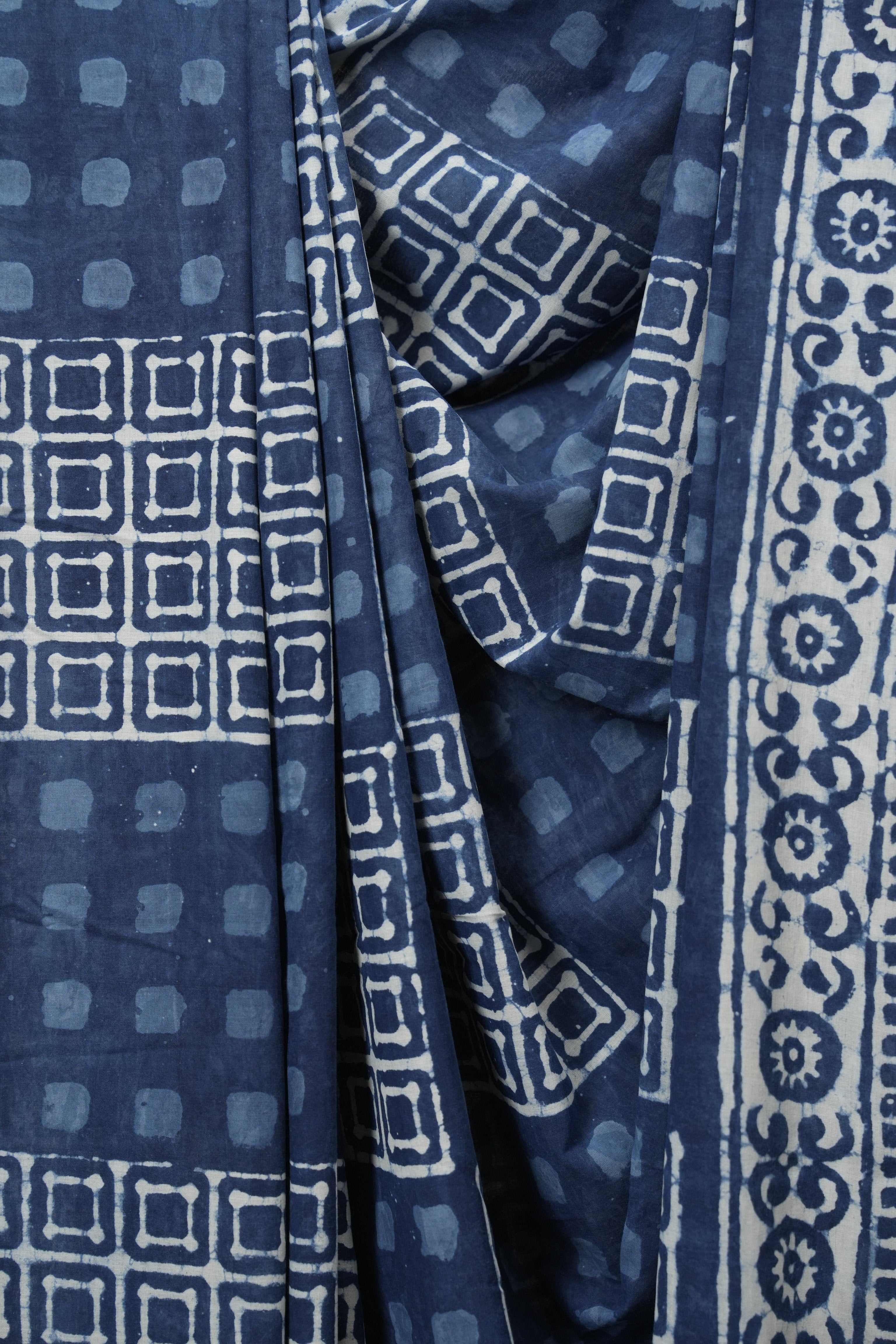 Indigo HBP Cotton Saree - SRICS3784