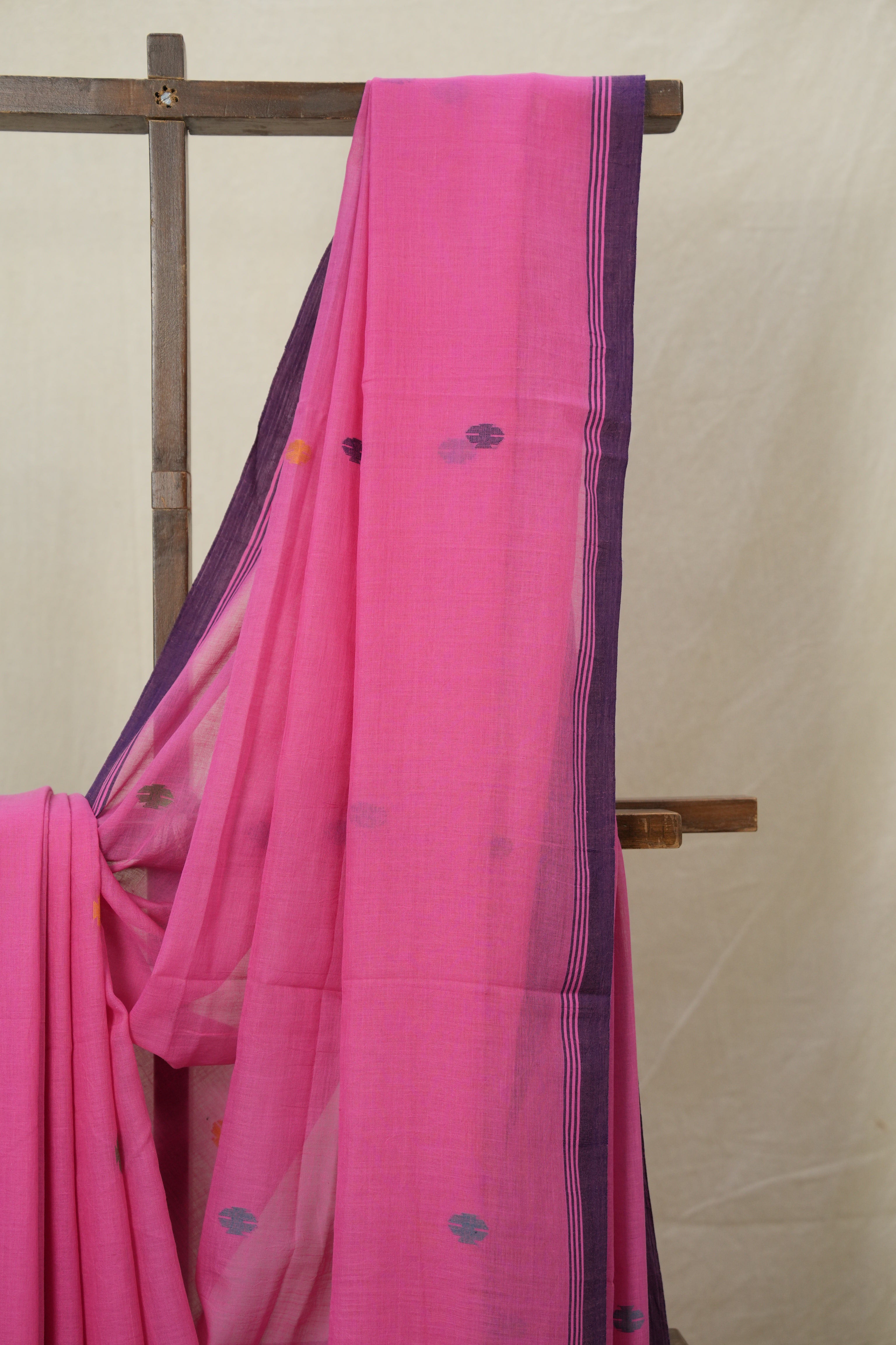 Pink Mul Bengal Cotton Jamdani Saree - SRPMBCJS214