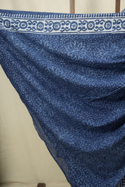 Indigo HBP Cotton Saree - SRICS3784