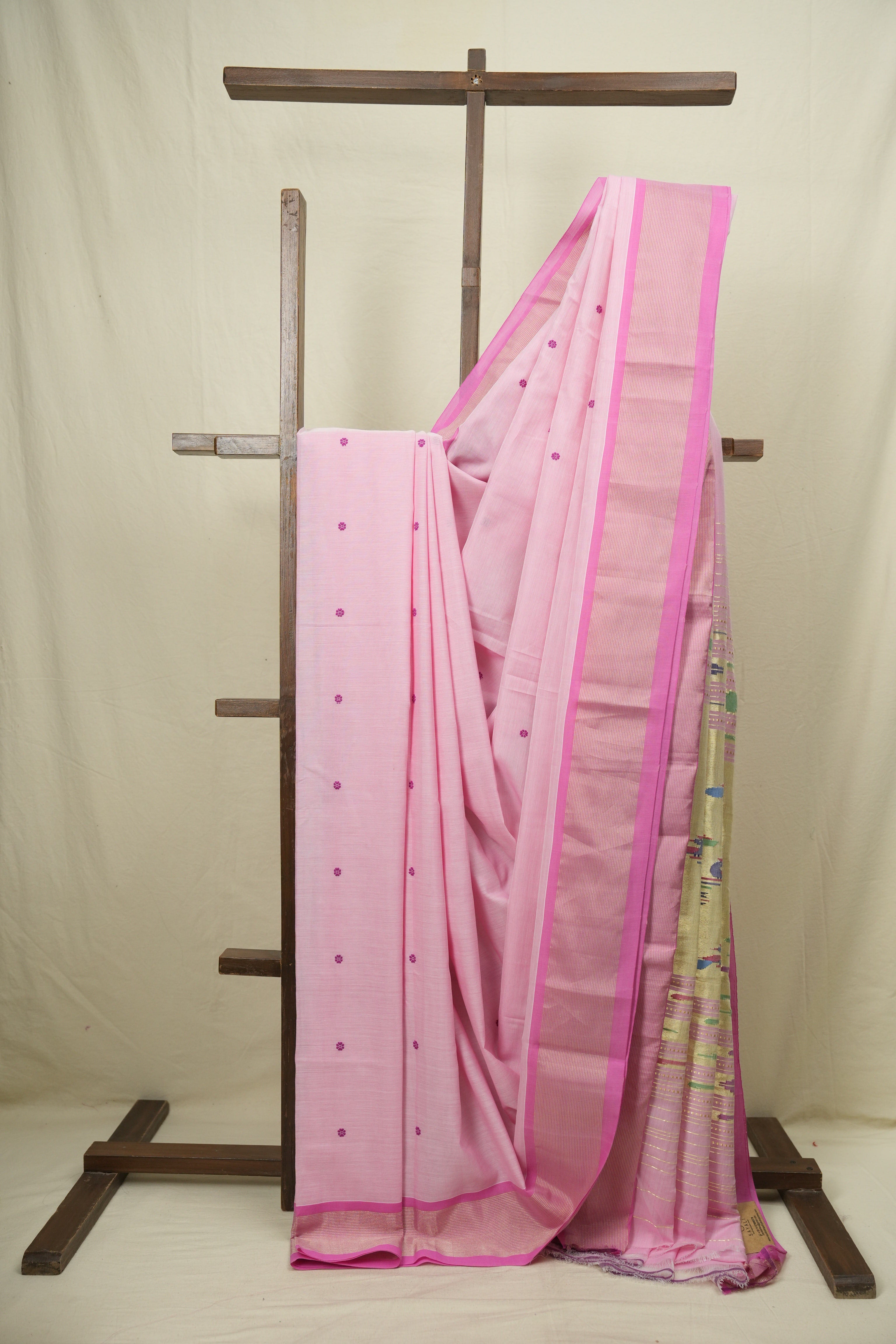 Baby Pink Cotton Paithani Saree - SRBPCPS798