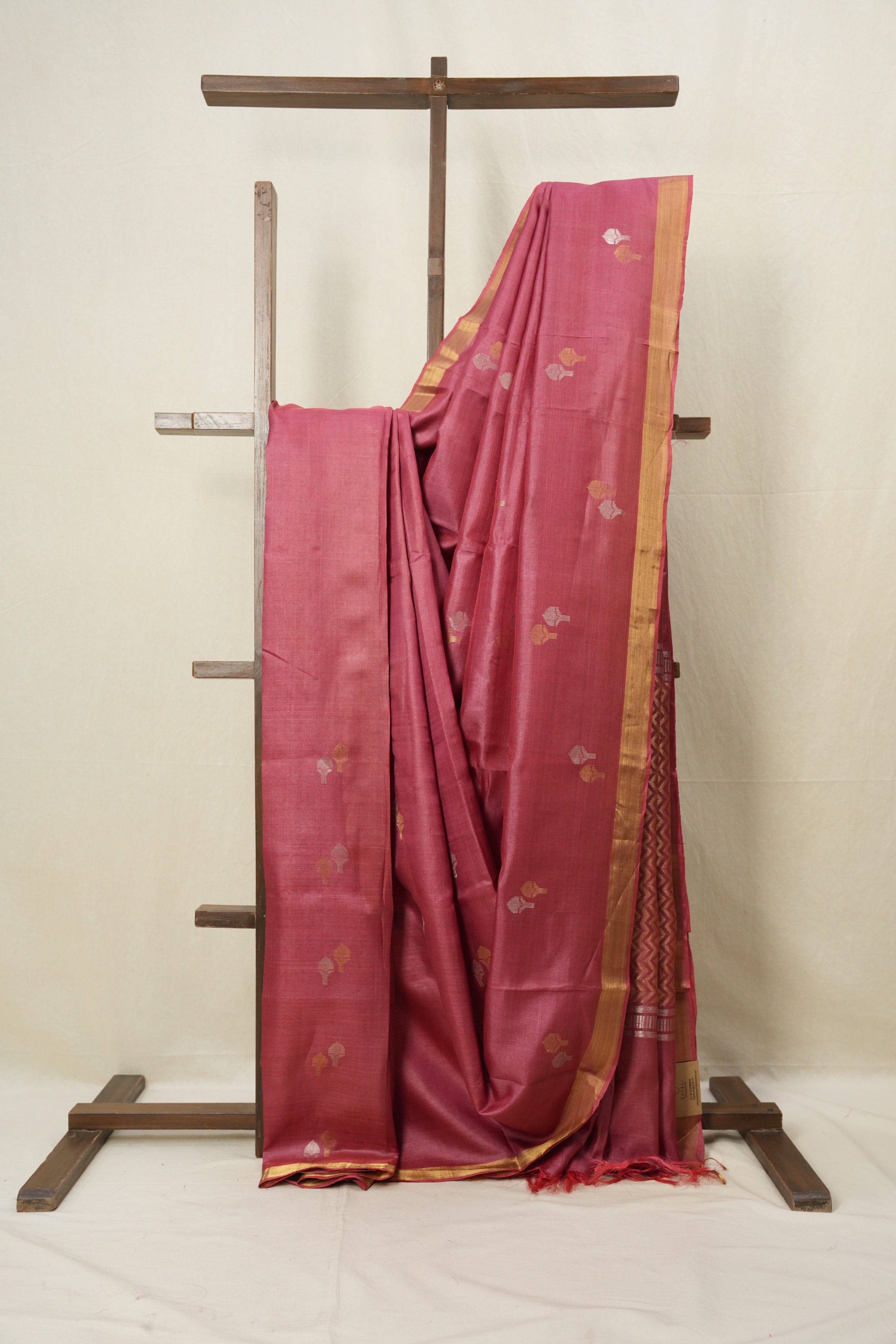 Dark Pink Tussar Silk Saree - SRDPTSS1531