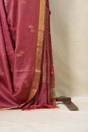 Dark Pink Tussar Silk Saree - SRDPTSS1531