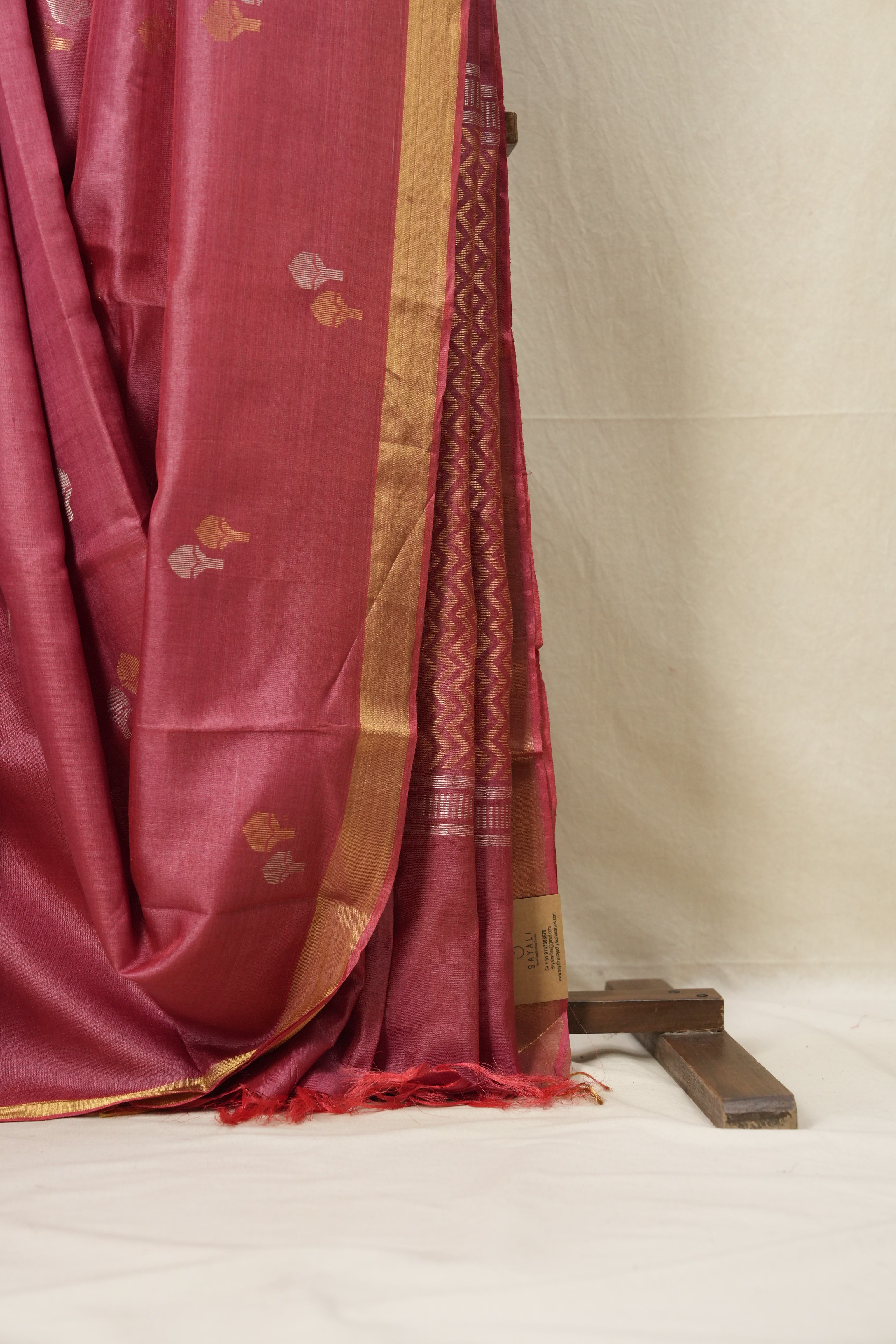 Dark Pink Tussar Silk Saree - SRDPTSS1531