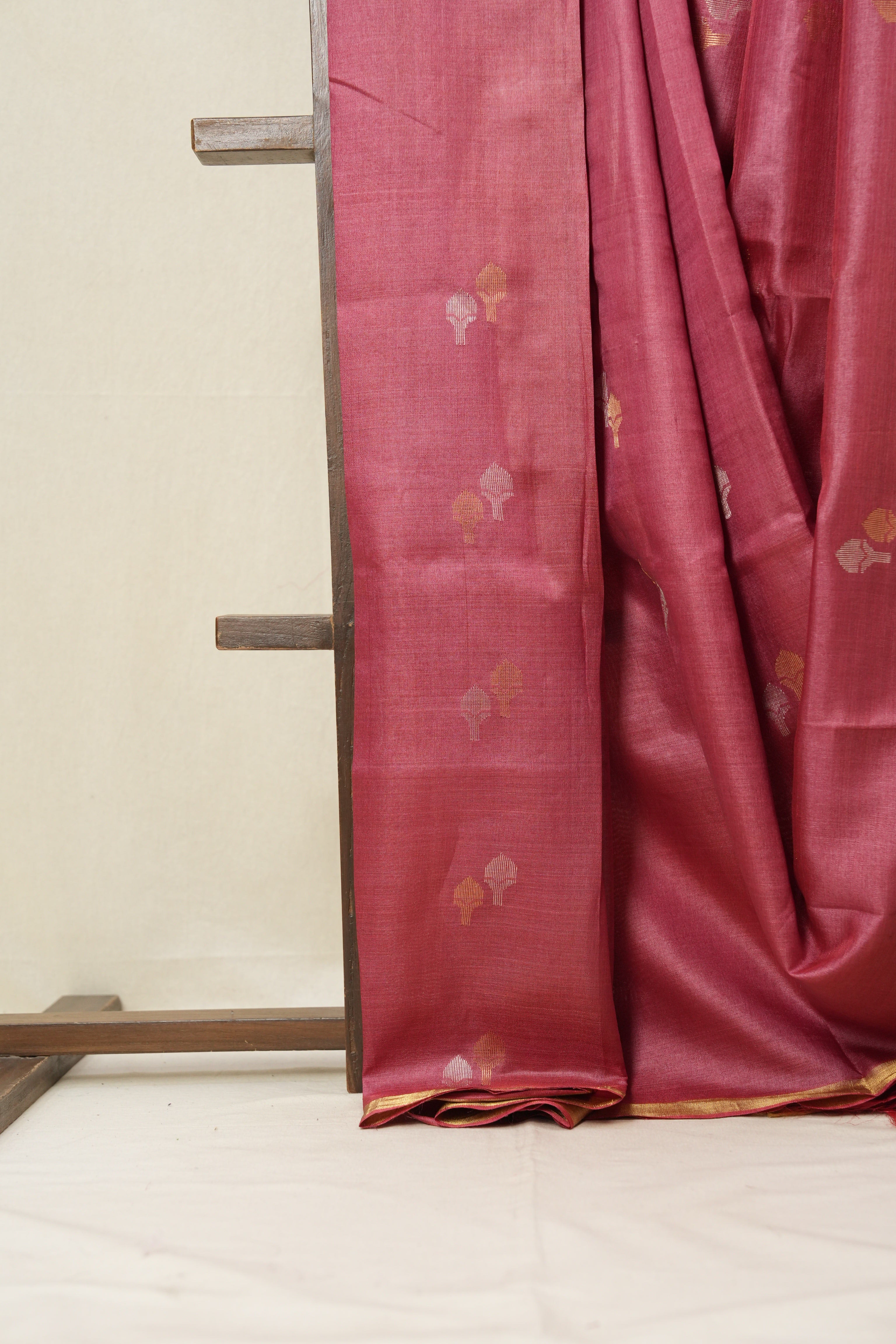 Dark Pink Tussar Silk Saree - SRDPTSS1531