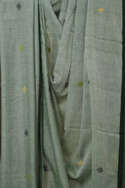 Sage Green Mul Bengal Cotton Jamdani Saree - SRSGBCJS216