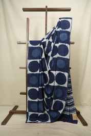 Indigo HBP Cotton Saree - SRICS3796