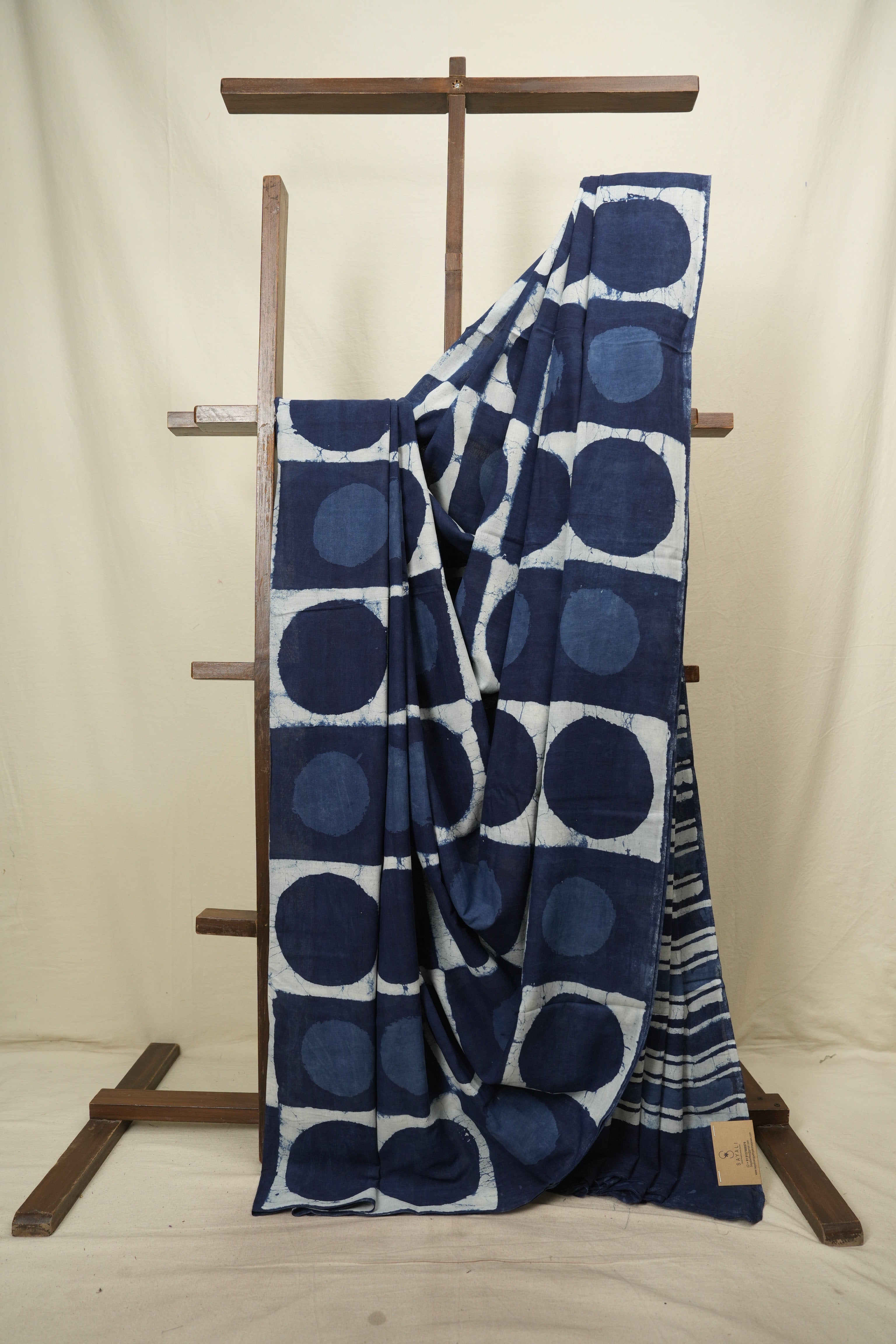 Indigo HBP Cotton Saree - SRICS3796