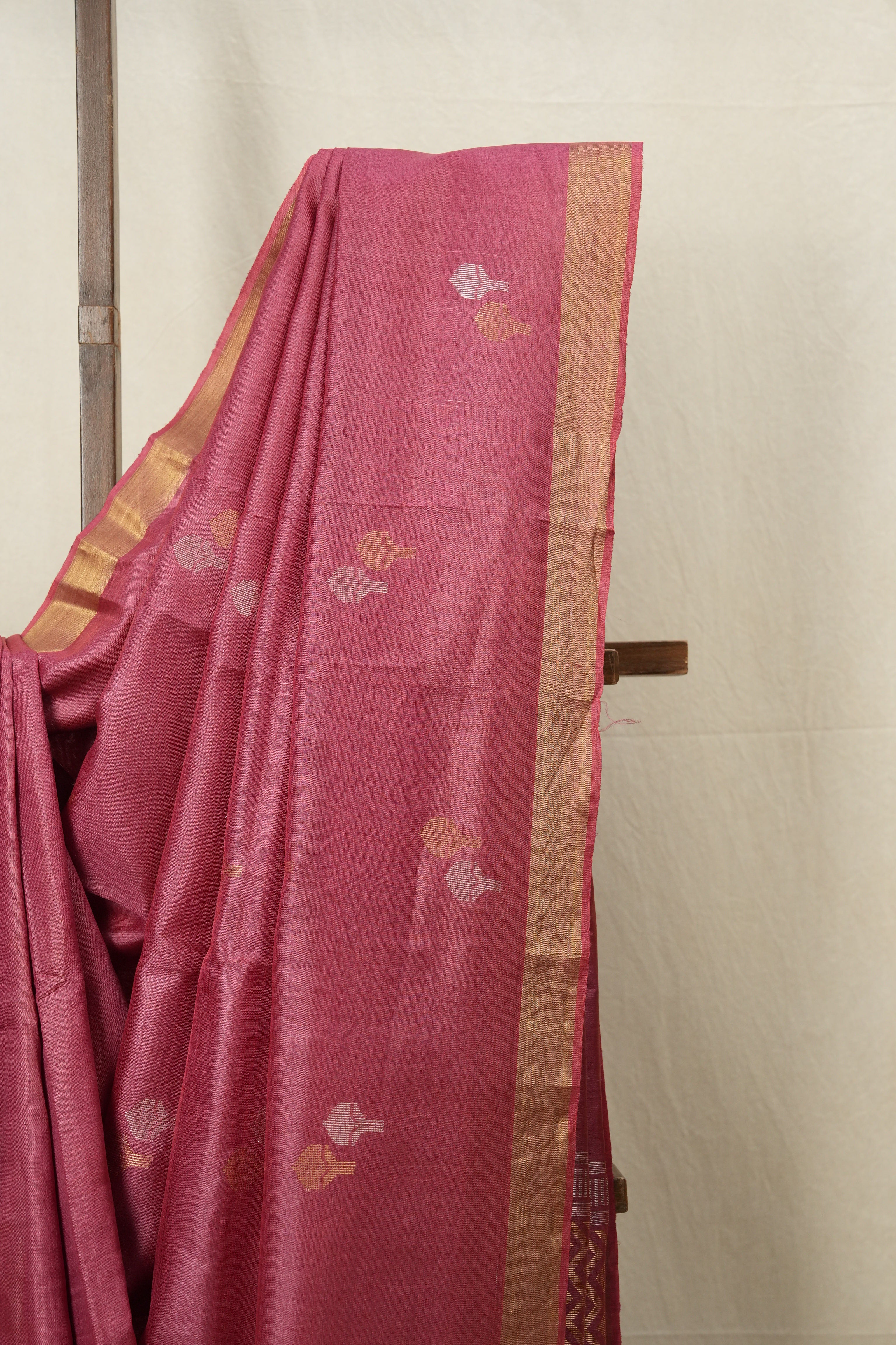 Dark Pink Tussar Silk Saree - SRDPTSS1531