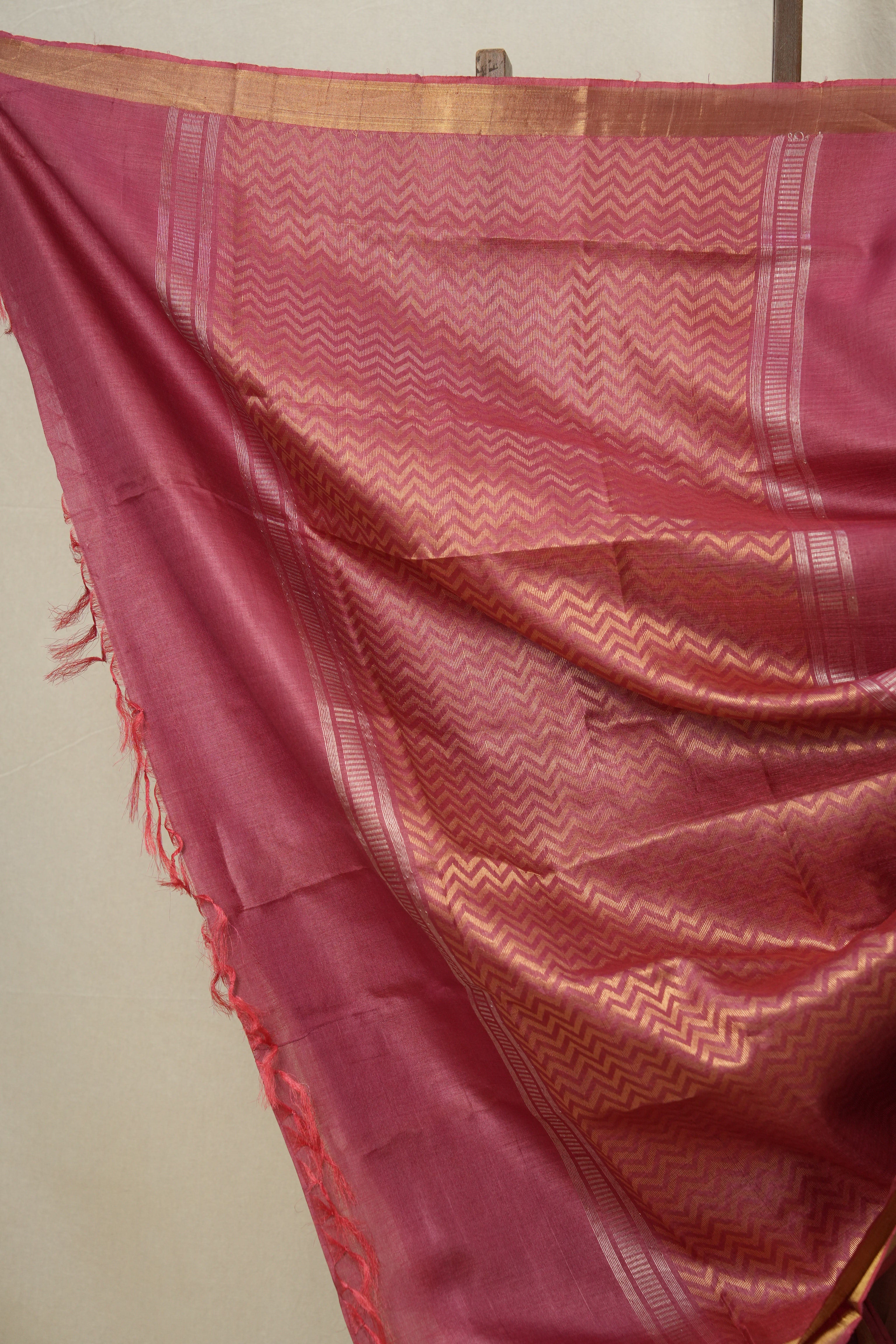 Dark Pink Tussar Silk Saree - SRDPTSS1531