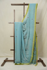 Aqua Green Mul Bengal Cotton Jamdani Saree - SRAGMBCJS210