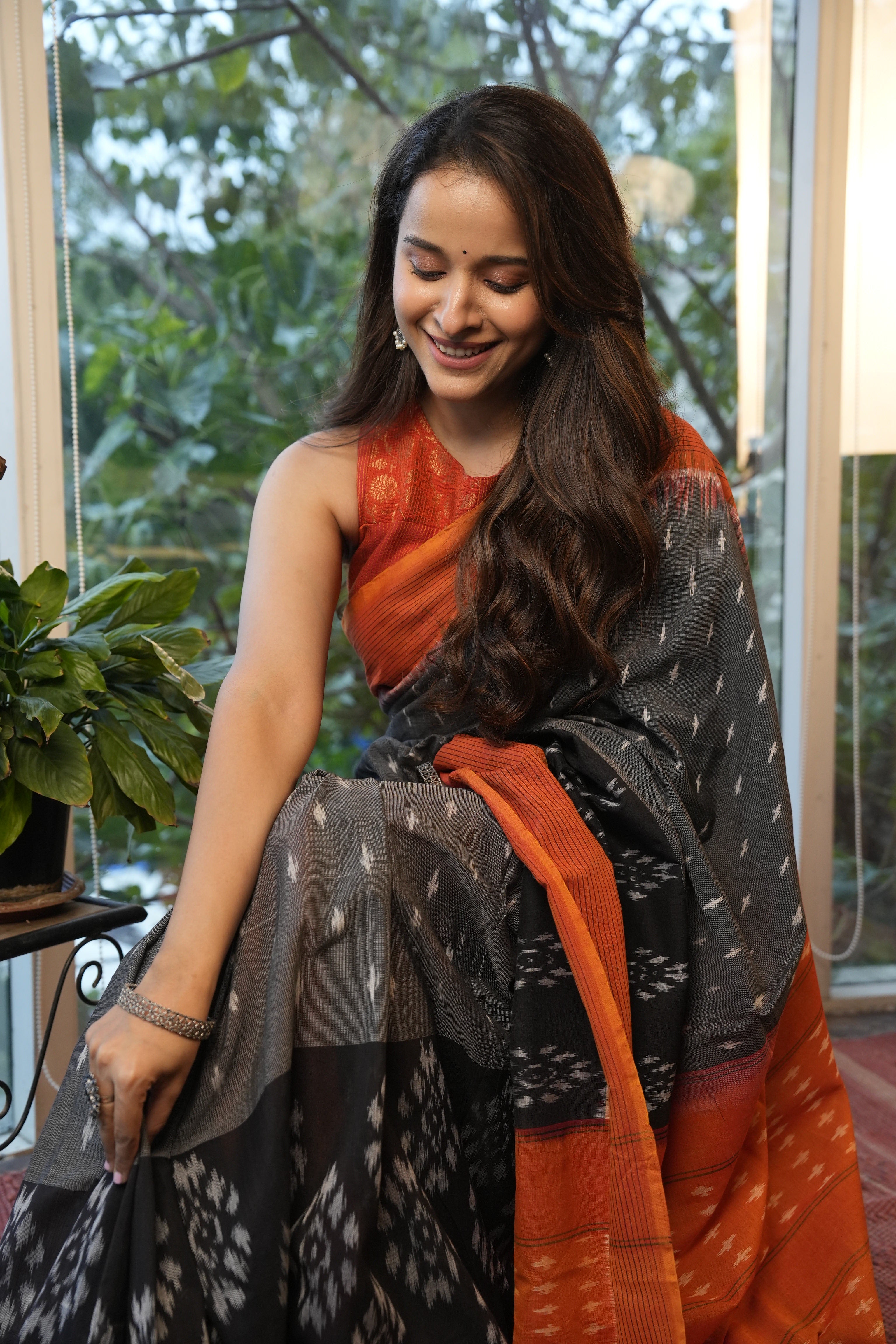Gray Pochampalli Cotton Ikat Saree - SRGPCIS702