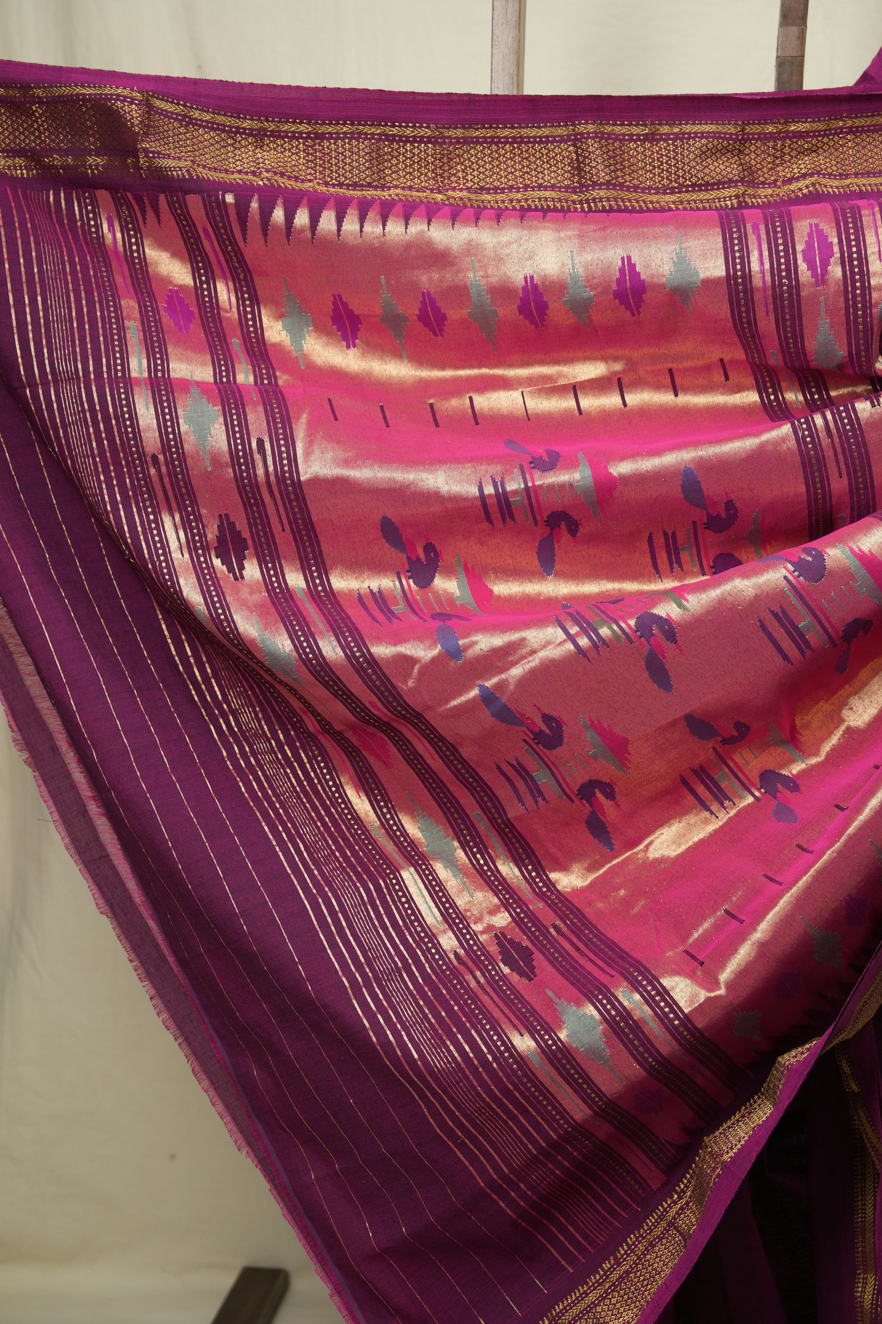 Rani Pink Cotton Paithani Saree - SRRPCPS791