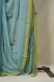 Aqua Green Mul Bengal Cotton Jamdani Saree - SRAGMBCJS210