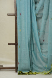 Aqua Green Mul Bengal Cotton Jamdani Saree - SRAGMBCJS210
