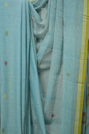 Aqua Green Mul Bengal Cotton Jamdani Saree - SRAGMBCJS210