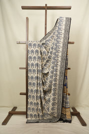 Off White HBP Cotton Saree - SROWCS3795