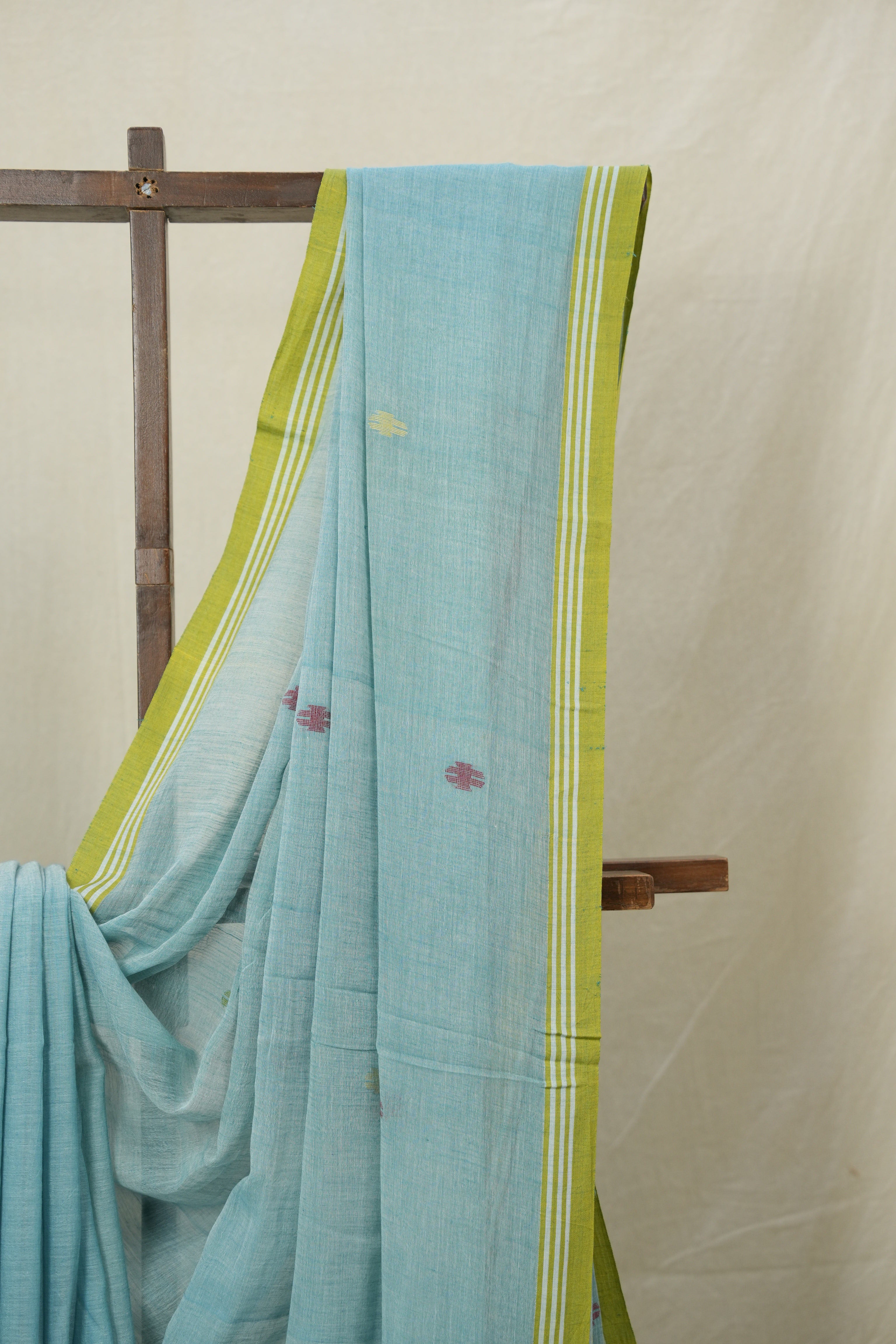 Aqua Green Mul Bengal Cotton Jamdani Saree - SRAGMBCJS210