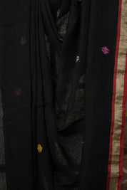 Black Linen Jamdani Saree - SRBLJS498