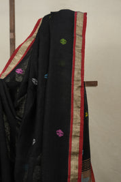 Black Linen Jamdani Saree - SRBLJS498