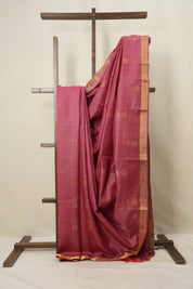 Dark Pink Tussar Silk Saree - SRDPTSS1528
