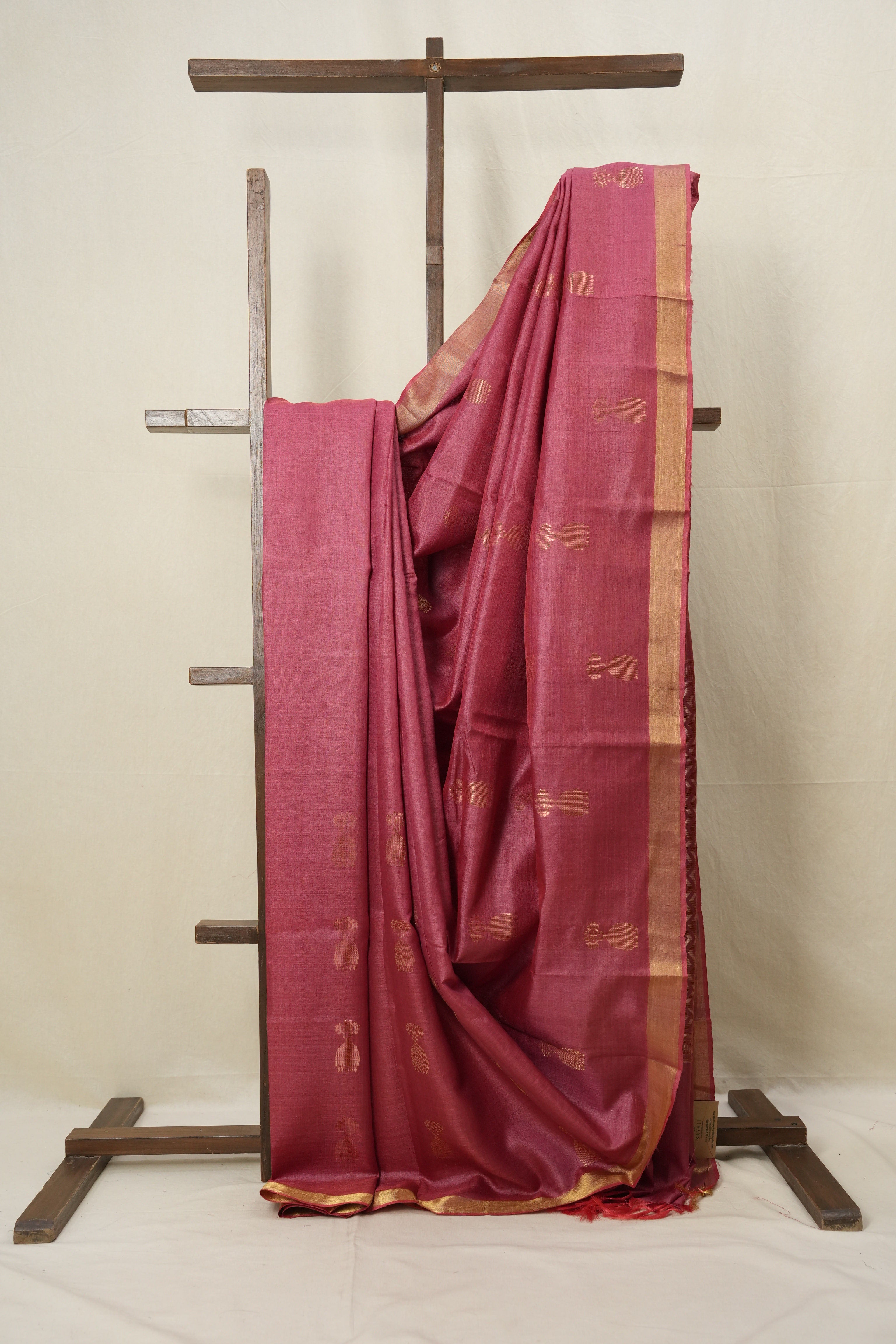 Dark Pink Tussar Silk Saree - SRDPTSS1528
