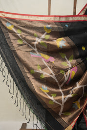 Black Linen Jamdani Saree - SRBLJS498